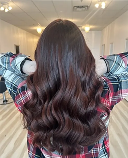 Hair colour and styling result at Aura Hair Studio