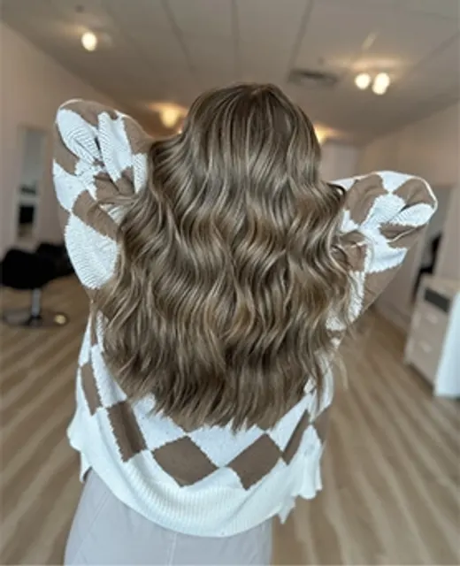 Hair colour and styling result at Aura Hair Studio