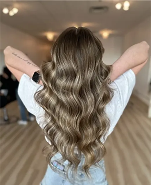 Hair colour and styling result at Aura Hair Studio