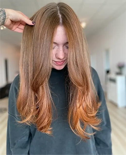 Hair colour and styling result at Aura Hair Studio
