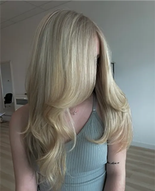 Hair colour and styling result at Aura Hair Studio