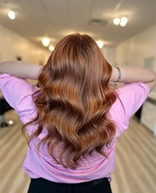 Hair colour and styling result at Aura Hair Studio