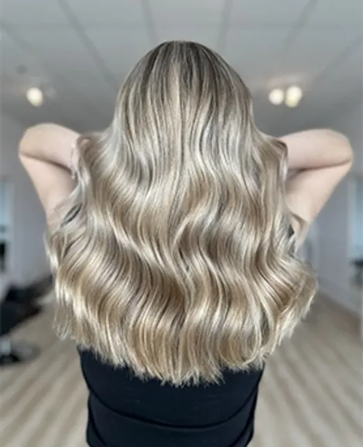 Hair colour and styling result at Aura Hair Studio